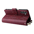 Miniatyrbillede 5 af 5: Til Samsung Galaxy A15 4G/A15 5G Læder Etui med 9 Kortlommer og Håndledsrem Multicolor Wine Red