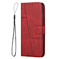 Miniatyrbilde 2 av 5: For Vivo Y33s / Y21s / Y21 Sammenleggbart Stativ Sydd Pu-Lærveske Stativ Magnetisk Lukking Støtsikker Flip Folio Bokdeksel Med Stropp Red