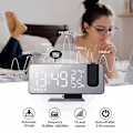 Miniatyrbillede 4 af 5: Projektions Vækkeur, Digitalt Vækkeur Med Projektion, Radio Vækkeur Med Usb-Tilslutning, Stort Led Display, Snooze Dobbelt Alarm, Projektion B
