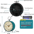 Miniatyrbild 2 av 4: Analog väckarklocka tickar inte med nattljus Snooze-funktion Rund retro väckarklocka Batteridriven klocka för sovrum Vardagsrum för barn