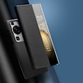 Miniatyrbild 5 av 5: Qialino för Huawei P60 / P60 Pro Phone case i äkta koläder Smart Sleep Wake-up View Window Cover Black