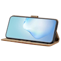 Miniatyrbillede 3 af 5: Retro PU læder wallet cover til Iphone 15 Pro - Hudvenlige linjer præget telefoncover med stativ Brown