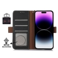 Miniatyrbild 2 av 5: Stativ Phone case För Iphone 15 Pro Max, Läder Rfid Blockerande Plånbok Smartphone Cover Black