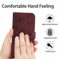 Miniatyrbillede 4 af 5: Ht04 PU Læder Telefon Cover Til Oppo Reno10 Pro+ 5g Solsikke Præget Pung Stand Cover Med Skulderrem Wine Red