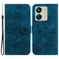 Miniatyrbillede 1 af 5: Etui med blomsterpræg i læder til Xiaomi Redmi 13C 4G/13C 5G/Poco C65 4G/Poco M6 5G/13R 5G Multicolor Dark Blue