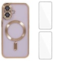 Pikkukuva 1 / 5: iPhone 16 Plus Magneettikotelo WANLONFENG Galvanoidulla TPU-kuorella ja linssisuojalla + 2 kpl karkaistua lasia Multicolor Gold