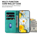 Miniatyrbillede 2 af 5: Til Samsung Galaxy S23 Fe Præget Lily Blomst Smartphone Etui PU Læder Standpung Cover Green