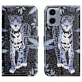 Pikkukuva 1 / 5: Motorola Moto E15 4G/G05 4G -kotelo, kuvioitu PU-nahkainen lompakkokotelo, ristikkäinen tekstuuri - Panda Multicolor Leopard