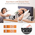 Miniatyrbild 3 av 5: Väckarklocka Projektor Tak Radio Väckarklocka Med Led Spegel Skärm USB Laddningsport Snooze Funktion Dubbel Alarm Digital Klocka För Sovrum, Kök