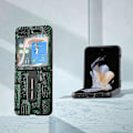 Pikkukuva 2 / 4: Samsung Galaxy Z Flip5 5G Mahjong -kuvioinen jalustakotelo aitoa lehmännahkaa + PC-puhelinkotelo Multicolor Style C