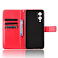 Miniatyrbillede 2 af 5: Til Samsung Galaxy S25 Edge Etui Crazy Horse Tekstur PU Læder Telefon Wallet Cover Multicolor Red