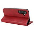 Miniatyrbillede 3 af 5: Til Samsung Galaxy S25 Etui PU Læder Kalvepræget Magnetisk Lukning Smartphone Cover - Mørkebrun Multicolor Red