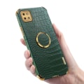 Pikkukuva 3 / 5: Samsung Galaxy A22 5g (EU-versio) krokotiilinnahkajäljitelmä PU-nahkapäällysteinen TPU-kotelo galvanoidulla sormuksella ja jalustalla Green