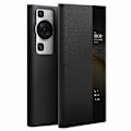 Miniatyrbild 1 av 5: Qialino för Huawei P60 / P60 Pro Phone case i äkta koläder Smart Sleep Wake-up View Window Cover Black