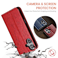 Miniatyrbild 5 av 5: FIERRE SHANN Fodral för iPhone 16 PU Läder Flip Ställ Plånbok Telefonskal Multicolor Style C