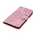 Miniatyrbillede 3 af 5: Ugle Prægning Rhinestone Dekoration Læder Telefon Cover til Samsung Galaxy A12 Stand Shell