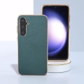 Miniatyrbilde 2 av 5: For Samsung Galaxy S23 Fe Litchi Tekstur Telefondeksel Lærbelagt Pc+tpu Elektroplettering Deksel Midnight Green