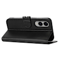 Miniatyrbillede 3 af 5: Til Samsung Galaxy S25 Edge Etui Glad Kat Mønster Præget Læder Wallet Telefon Cover Multicolor Black