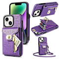 Pikkukuva 1 / 5: Korttipaikallinen puhelinjalustakotelo iPhone 15:lle, vetoketjutasku PU-nahkapäällysteinen TPU-suojus Multicolor Style A