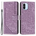Miniatyrbild 1 av 5: För Xiaomi Redmi A1 4g / A2 4g Skin-touch läder phone case linjer med tryckt stativ Cover Purple