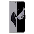 Pikkukuva 5 / 5: Xiaomi Redmi Note 14 5G Kotelo Magneettilukolla 3D Kuvio Nahkainen Lompakko Puhelinkotelo Multicolor Black/White Wings