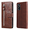 Miniatyrbillede 1 af 5: Foldbart PU Læder Telefonetui med Lynlåslomme Design Wallet Case med Justerbart Stativ til Samsung