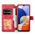 Miniatyrbillede 2 af 5: AZNS Telefoncover til Samsung Galaxy A14 5G/A14 4G Kalveskinds Tekstur Læder Telefon Wallet Cover Stativ Multicolor Style C