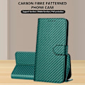 Miniatyrbillede 3 af 5: For iPhone 17 Pro Max Wallet Case med Rem Kulfibertekstur Læder Mobilcover Multicolor Blackish Green