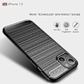 Miniatyrbild 5 av 5: Modeborstat flexibelt mjukt TPU anti-repskyddsfodral i kolfiber för iPhone 13 6,1 tum