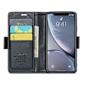 Miniatyrbillede 2 af 5: CASEME 023 Serie Til iPhone XR 6.1 tommer Læder Wallet Flip Stand Case RFID Blokerende Telefon Cover
