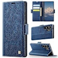 Miniatyrbild 2 av 5: För Samsung Galaxy S23 Ultra Fodral AUTSPACE A11 RFID-blockerande Retro Läder Mobiltelefon Plånboksfodral Multicolor Blue