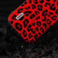 Miniatyrbild 3 av 4: För Iphone 15 Pro Max Leopard Mönster Phone case Pu Läder + PC + Tpu Slim Cover Red