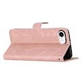 Miniatyrbillede 4 af 5: For iPhone 16e Wallet Case Line Præget Hud-Touch Læder Flip Telefon Cover Multicolor Rose Gold