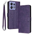 Miniatyrbillede 1 af 5: Til Motorola Edge 50 Pro 5G Etui Kalvetekstur Læder Stand Wallet Anti-fald Telefoncover Multicolor Style E