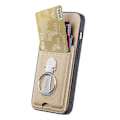 Miniatyrbillede 4 af 5: C1-9 Etui til iPhone 16 Pro Max med Støttefod Læder Kortlommer Bagcover Kulfibertekstur - Grøn Multicolor Khaki