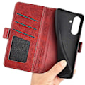 Miniatyrbillede 4 af 5: Til Samsung Galaxy A36 5G Stand Case Kalvetekstur Læder Wallet Telefon Cover Multicolor Style B
