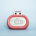 Miniatyrbild 2 av 2: Digital väckarklocka med inomhustemperatur, batteridriven, 12/24h display för sovrum Kraftiga sovplatser Barn resor Badrum Skrivbord Smart klocka, röd O