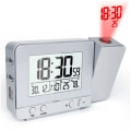 Miniatyrbillede 1 af 5: Digital Projektions Vækkeur til Soveværelser, Stort Loftprojektions Vækkeur med USB-Port, Batteri Backup, 180° Projektor, LED Display, Sølv