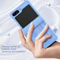 Pikkukuva 5 / 5: Kova PC-puhelinkotelo Samsung Galaxy Z Flip5 5G:lle, iskunkestävä jalustallinen puhelinkuori kynäpaikalla Baby Blue