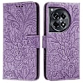 Pikkukuva 1 / 5: OnePlus Ace 3 5G Kotelo Pitsi Kukkia PU Nahka Flip Lompakko Puhelinkotelo - Harmaa Multicolor Purple