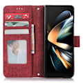 Pikkukuva 3 / 5: Samsung Galaxy Z Fold5 5G PU-nahka+PC Lompakkokotelo Jalustalla, Pehmeä Suojakuori Red