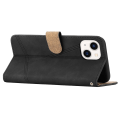 Pikkukuva 4 / 5: IPhone 15 -puhelimelle Skin-touch Lines -kuvioitu puhelinkotelo Retro Lompakko PU-nahkakansi jalustalla Black