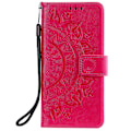 Miniatyrbilde 2 av 5: Preget Mandala Blomst Lommebok Lærveske for Samsung Galaxy S21 FE Multicolor Style C