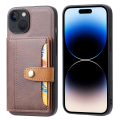 Miniatyrbild 2 av 5: För Iphone 15 Plus Kickstand Korthållare Phone case Calf Texture Pu Läder + Tpu Anti-Scratch cover Brown