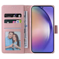 Pikkukuva 2 / 5: Samsung Galaxy A55 5G -kotelo, lakattu nahkainen lompakkokotelo marmorikuviolla Multicolor Rose Gold