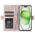 Miniatyrbild 2 av 5: Fodral till iPhone 15 Plus med dragkedjeficka, PU-läder med litchistruktur och rem Multicolor Style D