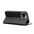 Miniatyrbild 4 av 5: Plånboksfodral för iPhone 16 Pro Max Stark Magnetisk Rutmönstrad Präglad Läder Flip Cover Multicolor Black