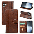Miniatyrbillede 1 af 5: Kalveskinds tekstur læder etui med stativ i bogstil til iPhone 16 Plus Multicolor Style F