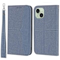 Miniatyrbild 1 av 5: För iPhone 15 Plus Fodral Splitsad PU Läder Ställ Plånboksfodral med Rem Multicolor Style A