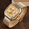 Miniatyrbillede 3 af 4: Skmei 9184 Herre Firkantet Tourbillon Automatisk Mekanisk Ur Guld Not Specified